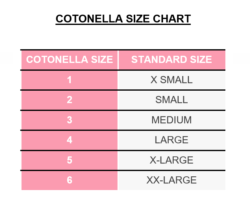 COTONELLA SIZE CHART