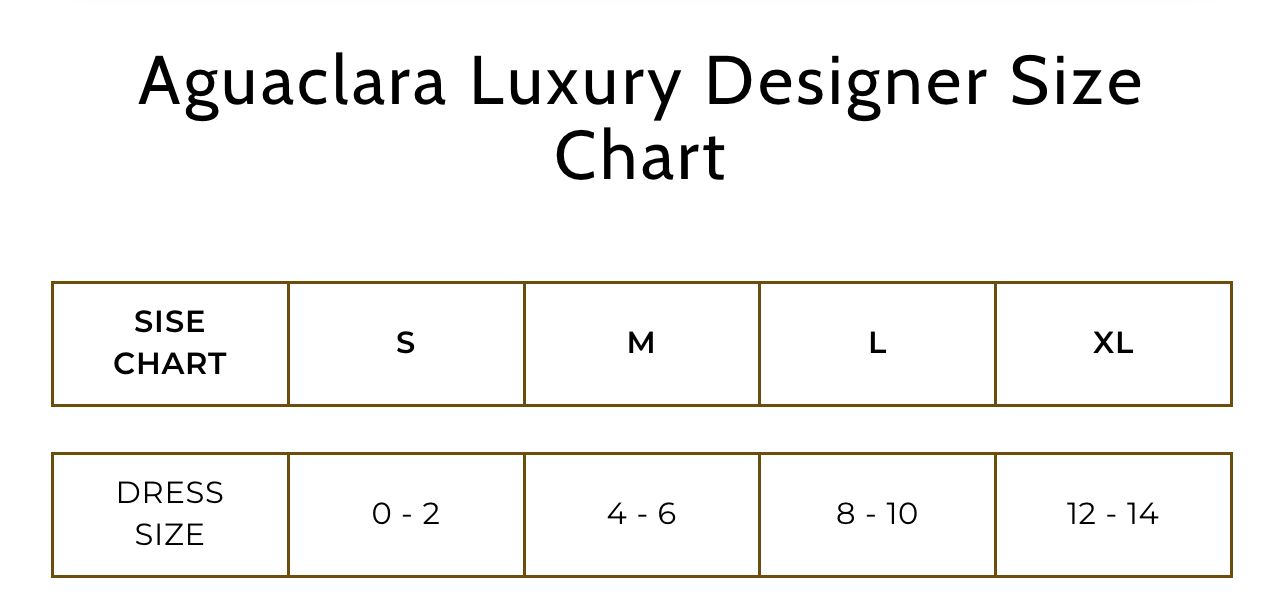 AQUACLARA SIZE CHART AQUACLARA SIZE CHART