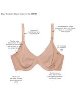Bonded panels that wrap around the sides and the bottom of the cups provide targeted support and lift for PENDULOUS BREASTS. (2)